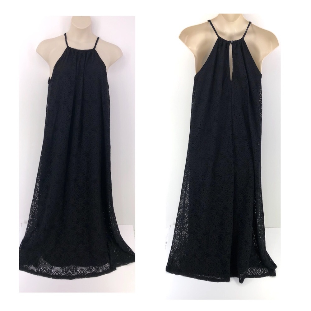 Loving People USA Black Crochet Lace Maxi Dress M/L